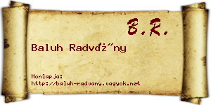 Baluh Radvány névjegykártya